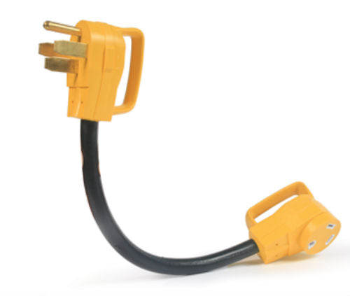 Camco 55173 RV Power Grip Dogbone Adapter, 18", 125V-3750W, 50A M to 30A F