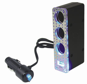 Custom Accessories 23600 Triple Socket with Lighted USB, Machined Aluminum