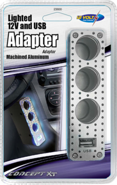 Custom Accessories 23600 Triple Socket with Lighted USB, Machined Aluminum