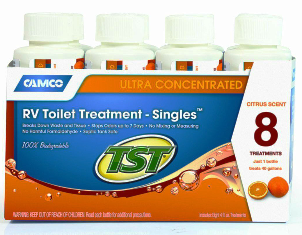 Camco 41191 TST RV Toilet Chemical Treatment, Orange Singles, 4 Oz, 8-Pack