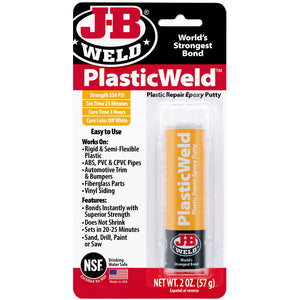 J-B® Weld 8237 PlasticWeld™ Plastic Repair Epoxy Putty Stick, 2 Oz
