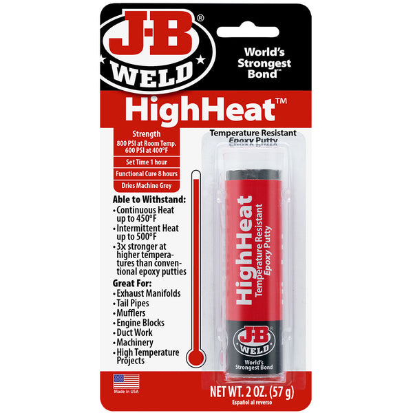 J-B® Weld 8297 HighHeat™ Temperature Resistant Epoxy Putty, 2 Oz, Grey