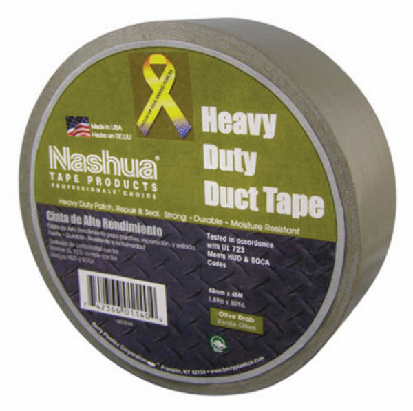Nashua® 1088113 Military Themed Heavy-Duty Duct Tape, Olive Drab, 1.89" x 50 Yd