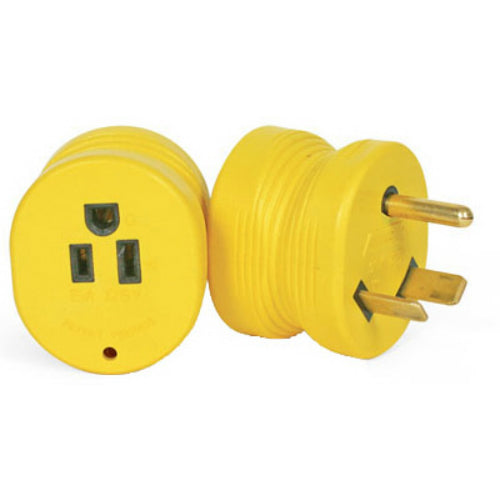 Camco 55233 Power Grip Electric Adapter, 30A Male To 15A Female