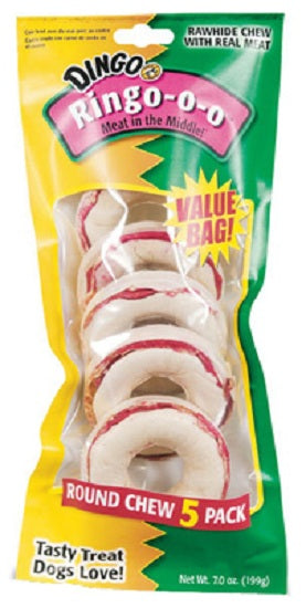 Dingo P-23711 Ringo Rawhide Ring Chews, 7 Oz, 5-Pack