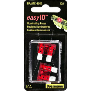 Cooper Bussmann BP-ATC-10ID Easy ID Illuminated Blade Auto Fuse, 10A, 2-Pack