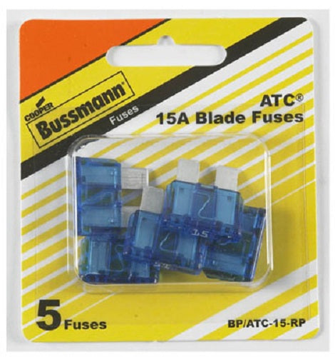 Cooper Bussmann BP-ATC-15-RP Fast Acting Blade Auto Fuse, 15A, 32V, Blue
