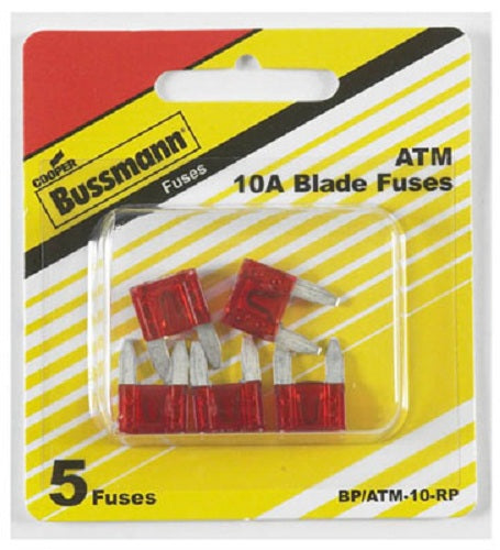 Cooper Bussmann BP-ATM-10-RP Fast Acting Mini Blade Auto Fuse, 10A, 32V, Red