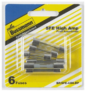 Cooper Bussmann BP-SFE-AH6-RP High Amp Glass Fuse Assortment, 6-Piece