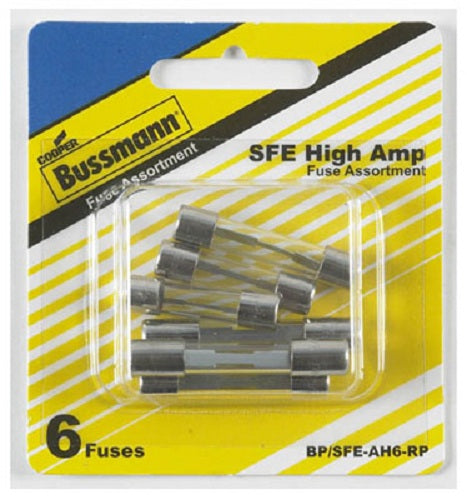 Cooper Bussmann BP-SFE-AH6-RP High Amp Glass Fuse Assortment, 6-Piece