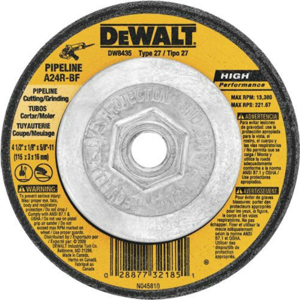 DeWalt® DW8435 Type 27 General Purpose Metal Cutting Wheel, 4-1/2" x 5/8"-11