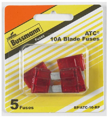 Cooper Bussmann BP-ATC-10-RP Fast Acting Blade Auto Fuse, 10A, 32V, Red