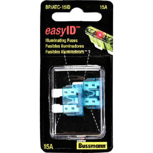 Cooper Bussmann BP-ATC-15ID Easy ID Illuminated Blade Auto Fuse, 15A, 2-Pack