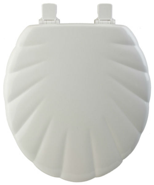 Mayfair 22EC-000 Round Molded Wood Toilet Seat w/ Chrome Hinge, White, Shell
