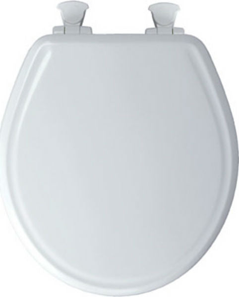 Mayfair 48SLOW-000 Round Molded Wood Toilet Seat w/ Easy-Clean Hinges, White