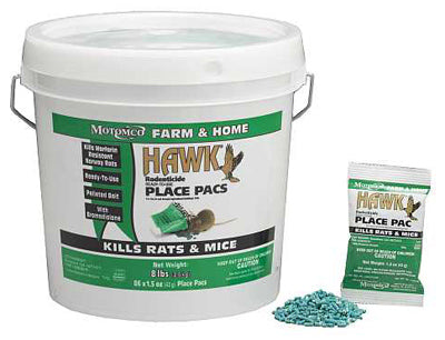 Hawk® 31186 Place Pac Rat & Mouse Bait, 86-Count, 8 Lb