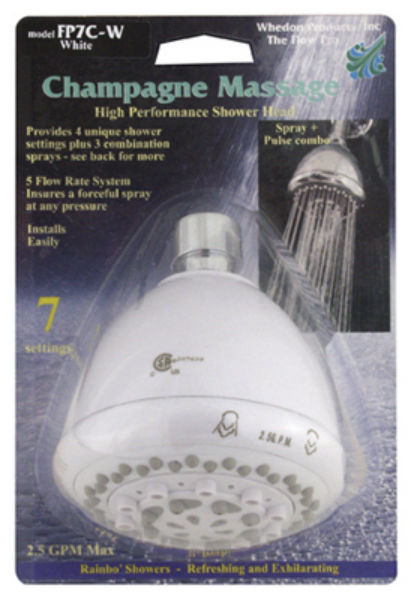 Whedon FP7C-N Champagne Massage Shower Head, Nickel Finish, 7-Setting