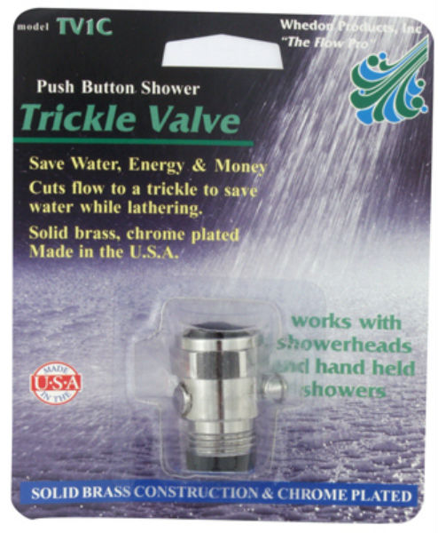 Whedon TV1C Push Button Shower Flow Control Trickle Valve, Chrome Plated