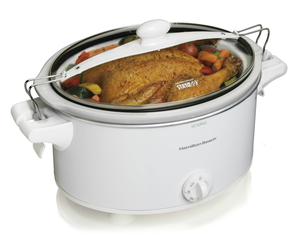 Hamilton Beach 33263 Stay or Go Oval Slow Cookers, 6 Quarts, White