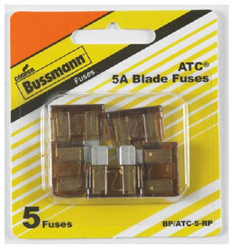 Cooper Bussmann BP-ATC-5-RP Fast Acting Blade Auto Fuse, 5A, 32VDC