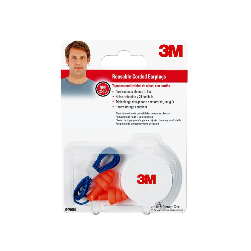 3M 90586-00000 Tekk Protection Reusable Corded Earplugs, NRR 25 dB
