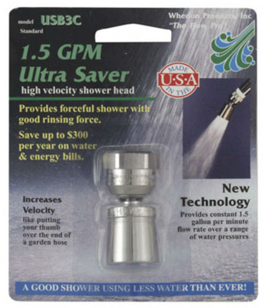 Whedon USB3C Chrome Plated Shower Head, 1.5 GPM