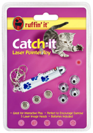 Ruffin' It 32057 Catch-It Laser Pointer Cat Toy, Assorted Shapes, Quantity 1