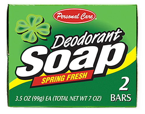 Personal Care® 92078-1 Deodorant Soap Bar, 3 Oz, Spring Fresh, 2-Pack