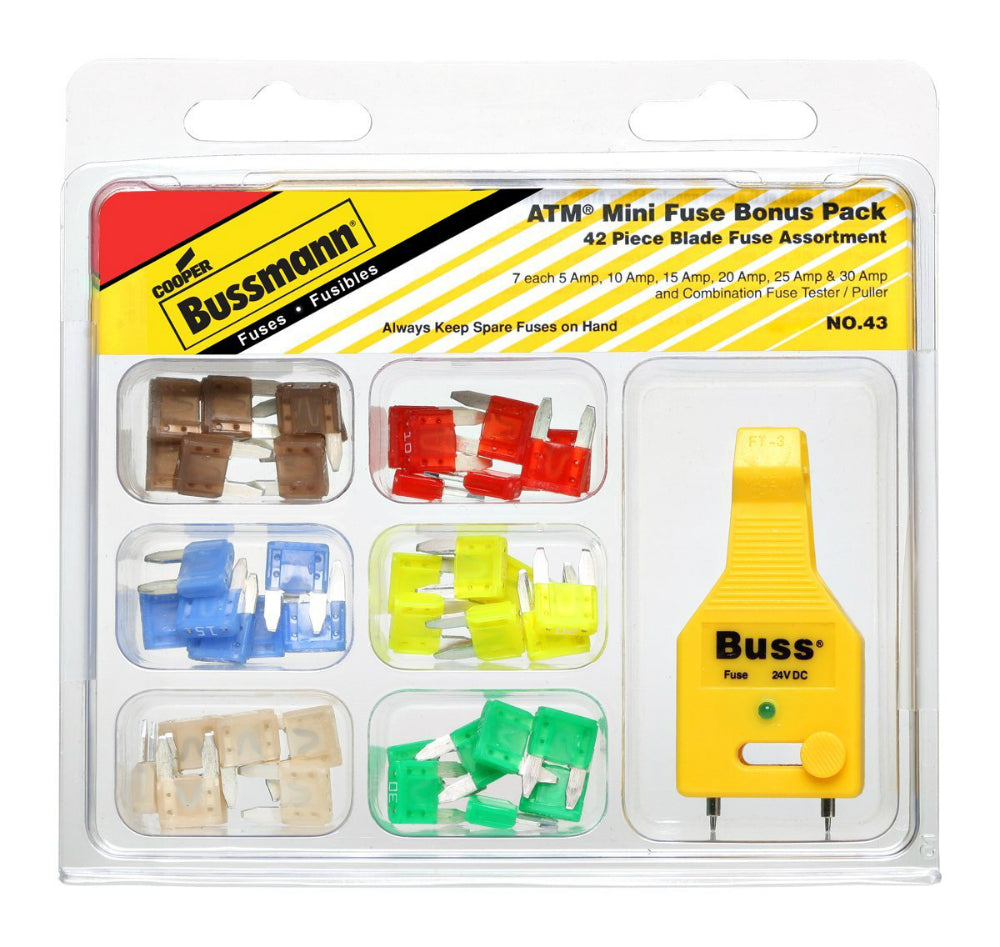 Cooper Bussmann NO-43 Atm Mini Fuse Assortment, 43-Piece