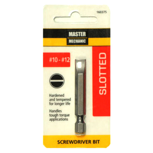 Master Mechanic 160375 Slotted Screwdriver Power Bit, 2",  #10 - 12