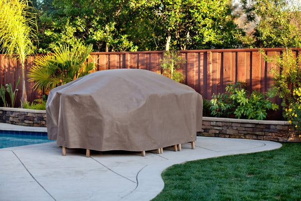 Duck Covers Patio Oval/Rectangular Table & Chair Cover,Duck Dome Airbag,Cappuccino