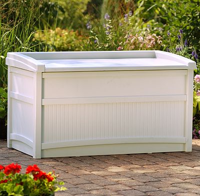 Suncast DB5500 Deck Storage Box, 50 Gallon, Light Taupe