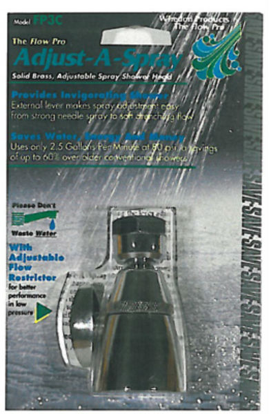 Whedon FP3C Adjust-A-Spray Shower Head, 1-3/4", Solid Brass, Chrome Plated