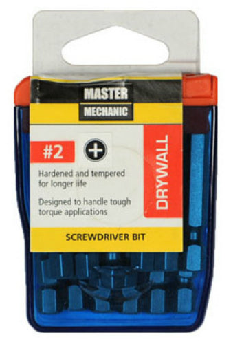Master Mechanic 160361 Drywall Screwdriver Bit, #2, 2", 18-Pack