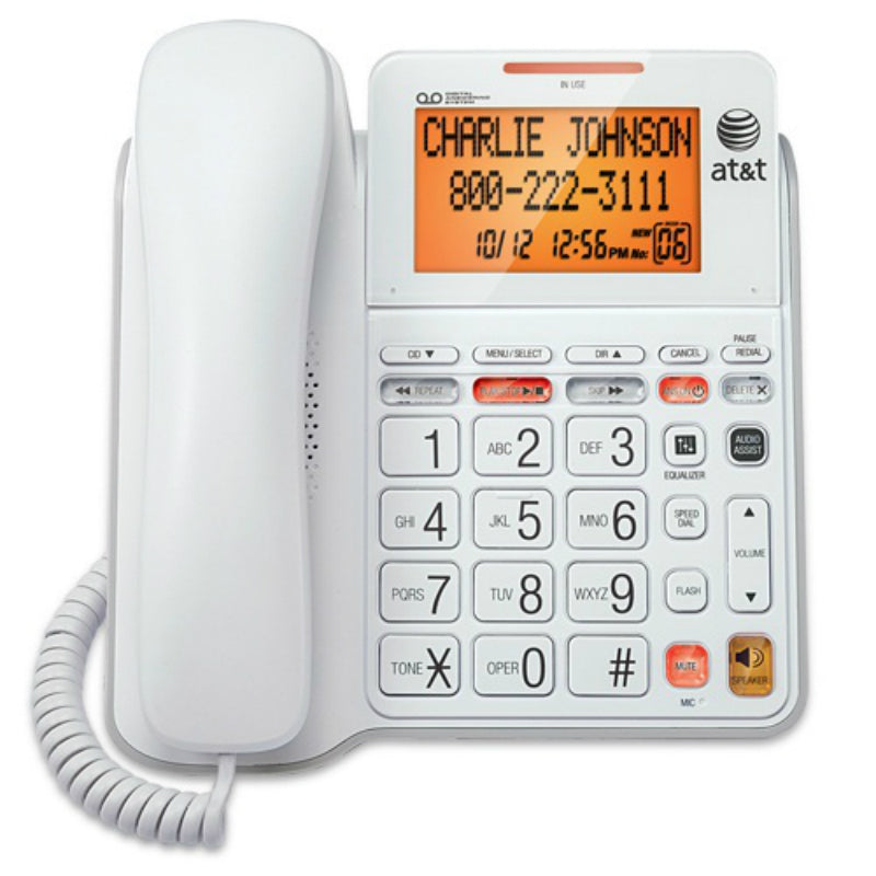 AT&T® CL4940 Corded Answering System with Backlit Display, White