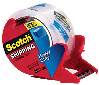 Scotch 3850S-RD Heavy-Duty Shipping Packaging Tape w/Dispenser, 1.88"x 38.2 Yd