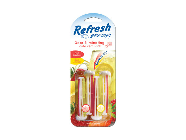 Refresh Your Car 09593 Odor Eliminating Vent Stck, Frsh Strwbrry & Cl Lmnd, 4-Pk