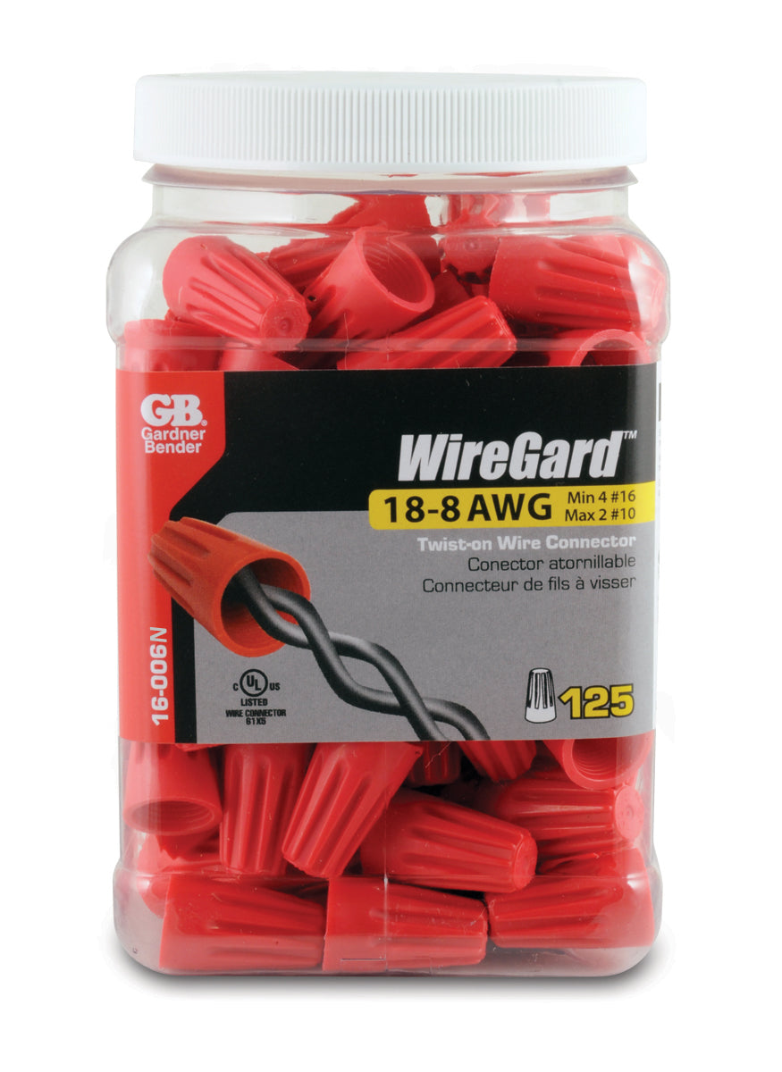 Gardner Bender 16-006N WireGard Screw-On Wire Connector, Red, 125-Pack