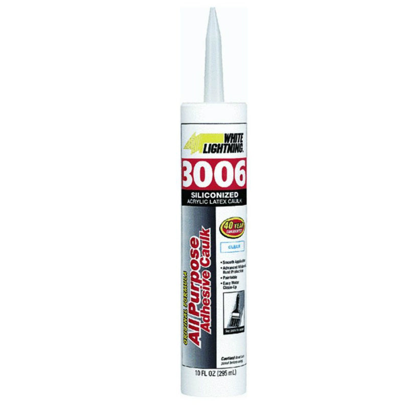 White Lightning® WL30067 All Purpose Adhesive Caulk, 10 Oz, Clear