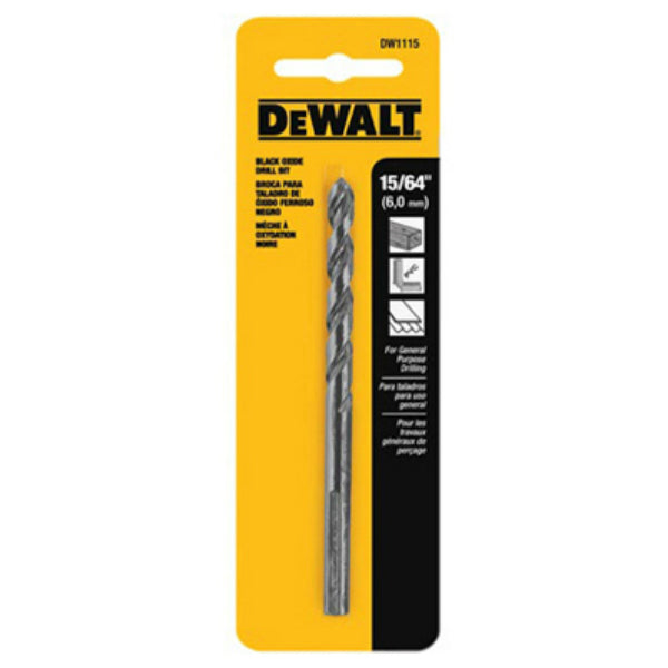 DeWalt® DW1115 Black Oxide 135-Degree Split Point Drill Bit, 15/64"