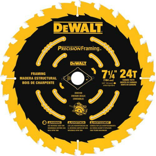 DeWalt® DW3199 Single Precision Finishing™ Saw Blade, 24 Teeth, 7-1/4"
