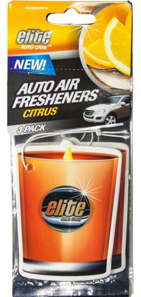 Elite Auto Care™ 8914 Hanging Candle Auto Air Freshener, Citrus Scent, 3-Pack