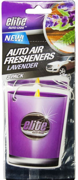 Elite Auto Care™ 8987 Hanging Candle Auto Air Freshener, Lavender Scent, 3-Pack