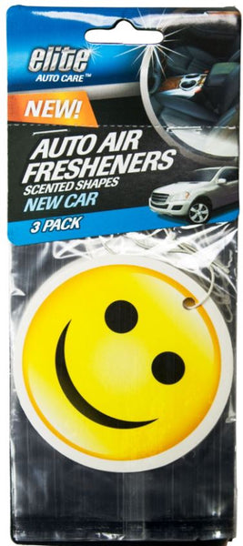 Elite Auto Care™ 8995 Scented Shapes Auto Air Freshener, New Car, 3-Pack