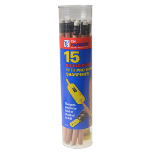 CH Hanson® 02010 Pro-Sharp™ Pencils with Sharpener, 15-Pack