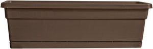 Southern Patio WB2412CO Rolled Rim Resin Window Box w/Attached Saucer, Cocoa,24"
