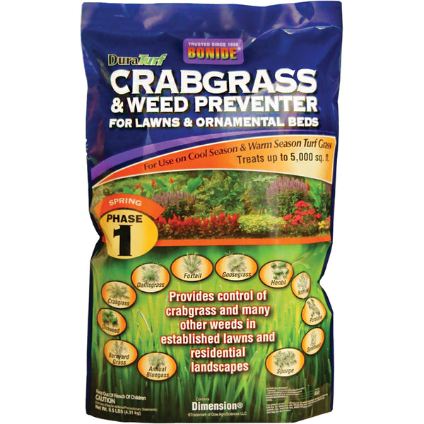 Bonide 60400 DuraTurf  Crabgrass & Weed Preventer, 9.5 Lb, 5000 Sq.Ft.