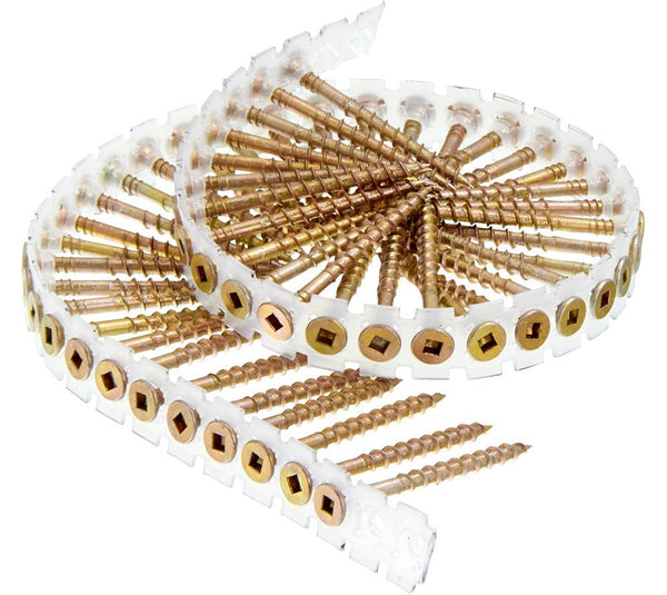 Senco® 08F200Y DuraSpin Collated Deck Wood to Wood Screw, #8 x 2", Yellow Zinc