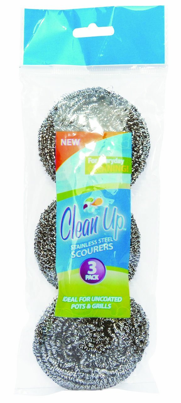 Clean Up™ 8868 Stainless Steel Scourers, 3-Pack