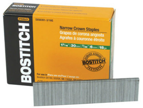 Bostitch SX50351-1/4G Narrow Galvanized Staples, Crown, 1.25" x 7/32", 5000-Pack